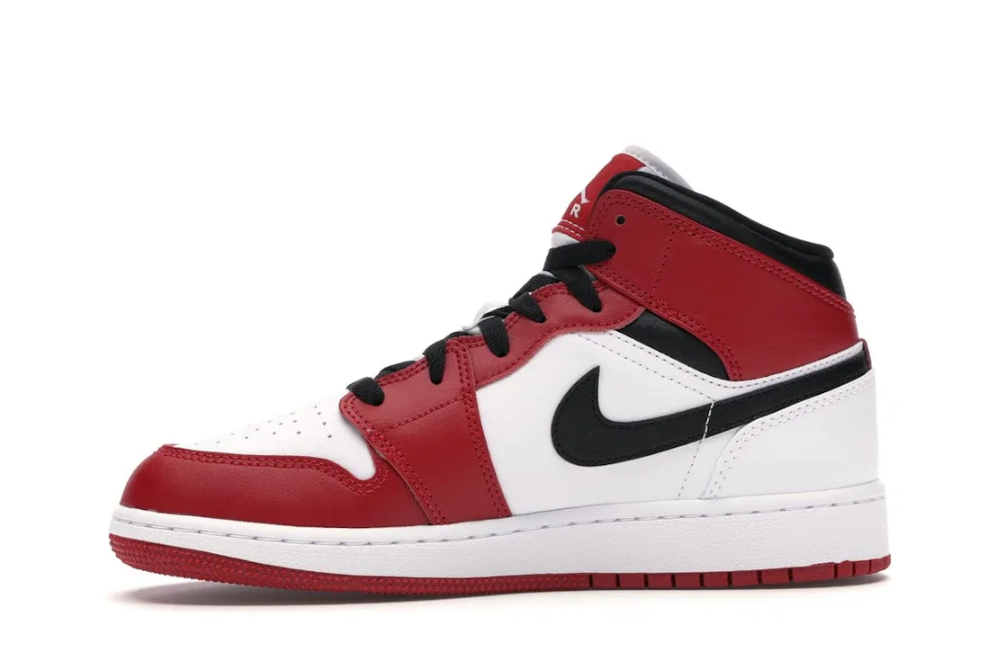 Детские кроссовки с повседневным дизайном Jordan 1 Mid Jordan, White/Gym Red-Black — фото 3