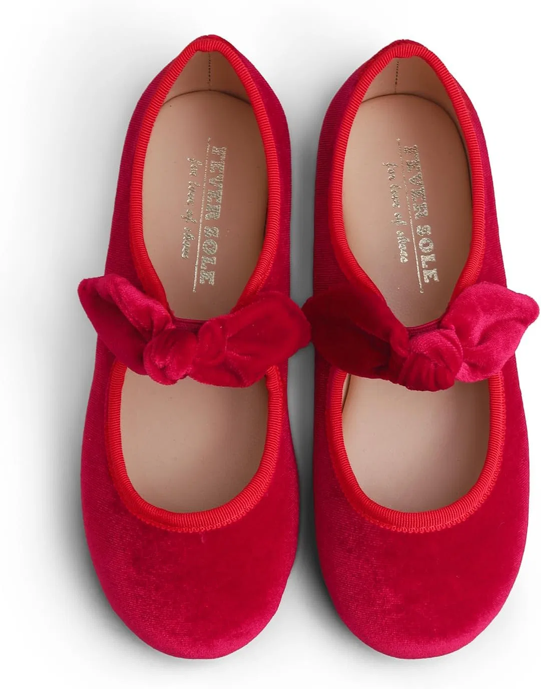 Детские туфли для девочек с пряжкой FEVERSOLE, Velvet Bow Elastic Maryjane Red — фото 2