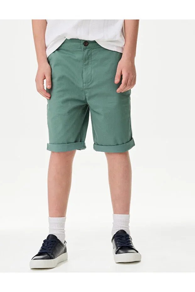 Детские шорты для мальчиков хлопковые Chino shorts Marks & Spencer, Green — фото 3