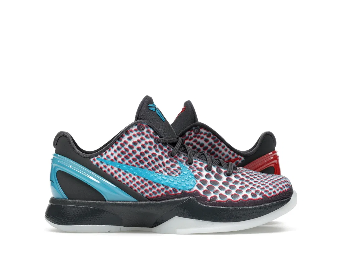 Детские кроссовки для мальчиков с контрастными акцентами Nike Kobe 6, Dark Grey/Chlorine Blue/Daring Red