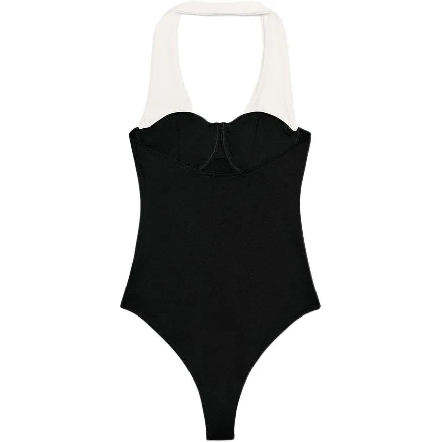 Женское боди с халтер-горловиной White/Black ZARA — фото 3
