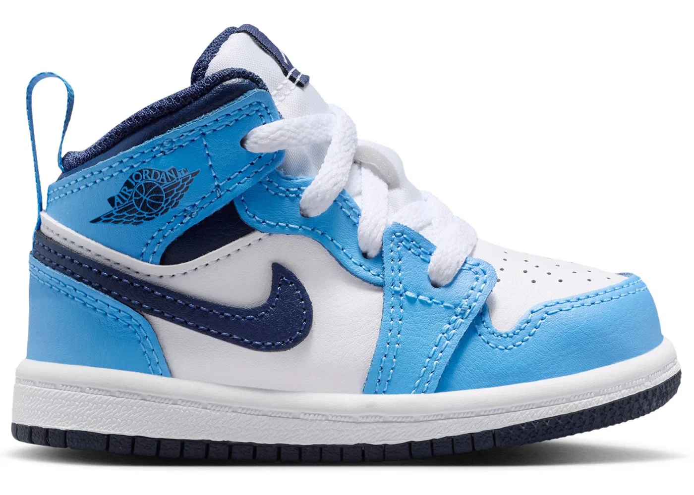 Детские кроссовки с высоким берцем Jordan 1 Mid Jordan, University Blue/White/Sail/Midnight Navy