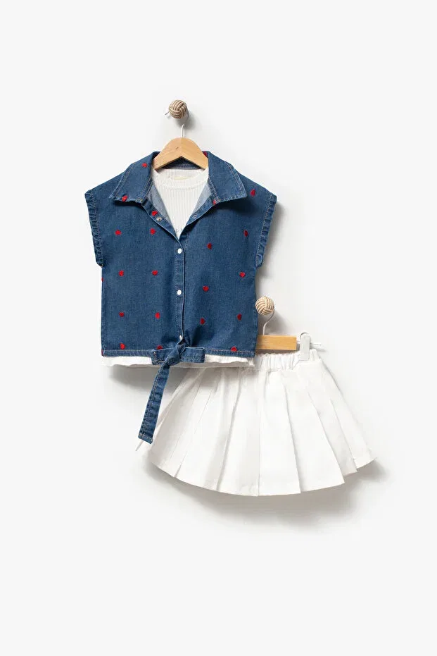 Детский комплект для девочек джинсовый Basics Jikko Baby, Navy Blue — фото 2