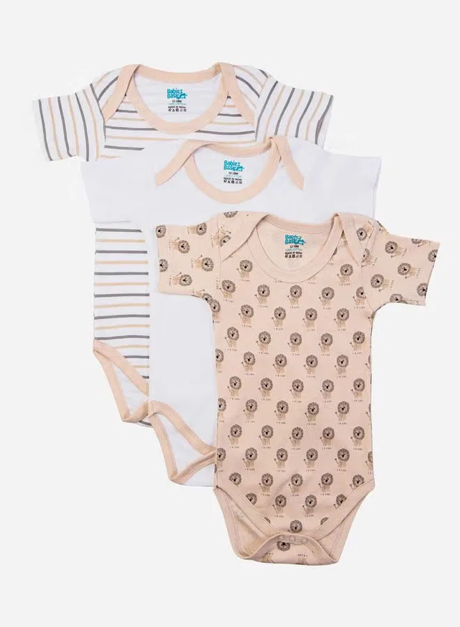 Боди-комбинезон с коротким рукавом, комплект из 3, Babies Basic, белый