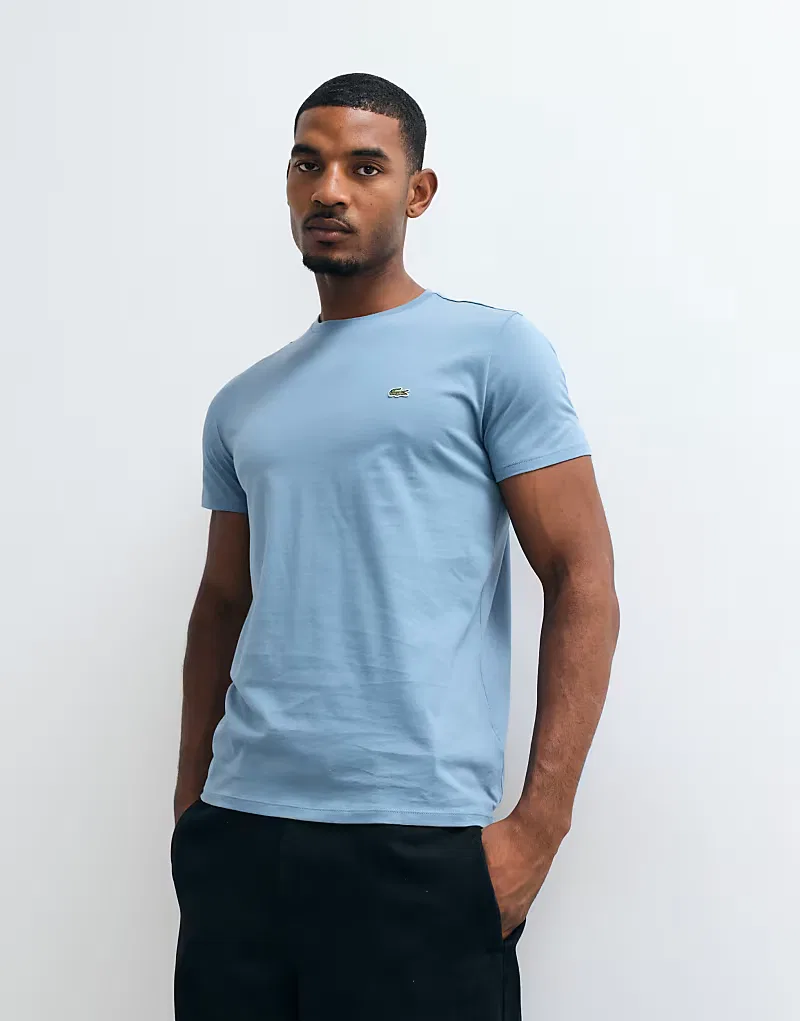 Футболка Lacoste с коротким рукавом и логотипом, синяя — фото 2