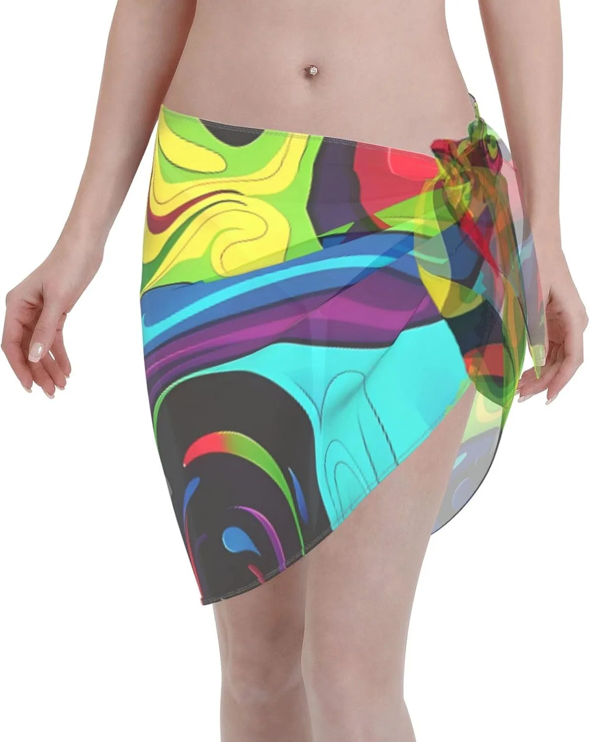 Женское пляжное пончо-парео с 3D-принтом, Polyester, 3d Swirling 5