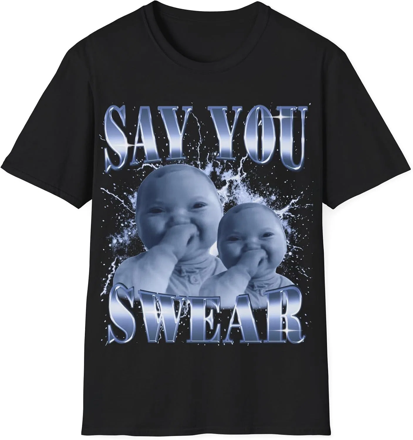 Женская футболка с принтом Say You Swear, чёрный