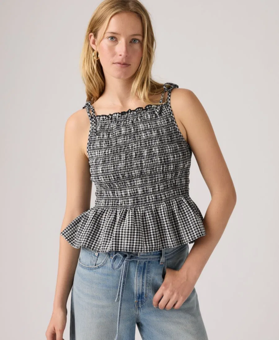 Женская блузка без рукавов Monaco Levi's, Springtime Dobby Gingham Black And White — фото 2