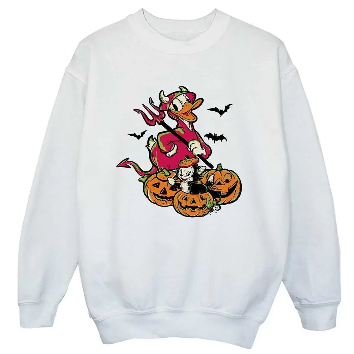 Свитшот с принтом Donald Duck Devil Mickey Mouse, White