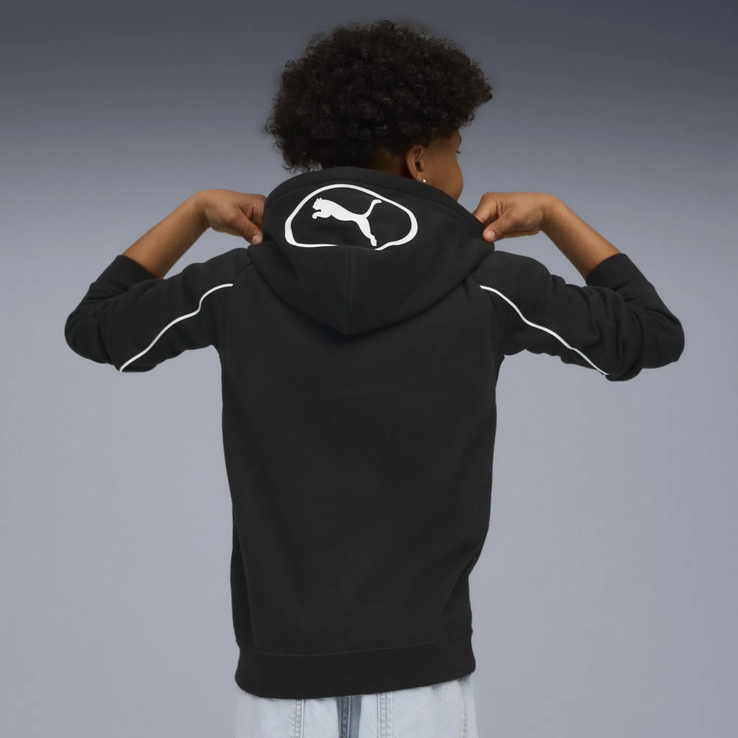 Детское худи с капюшоном и молнией PUMA Sport Jungen, Черный — фото 3