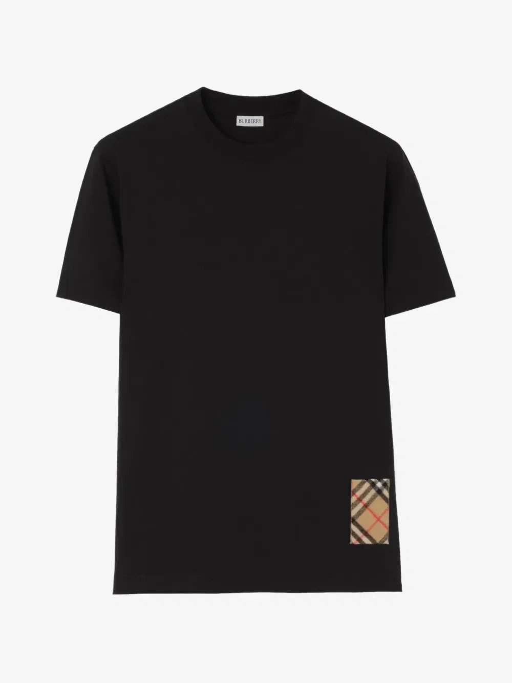 Футболка из хлопка с кашемировыми вставками в клетку BURBERRY, черный