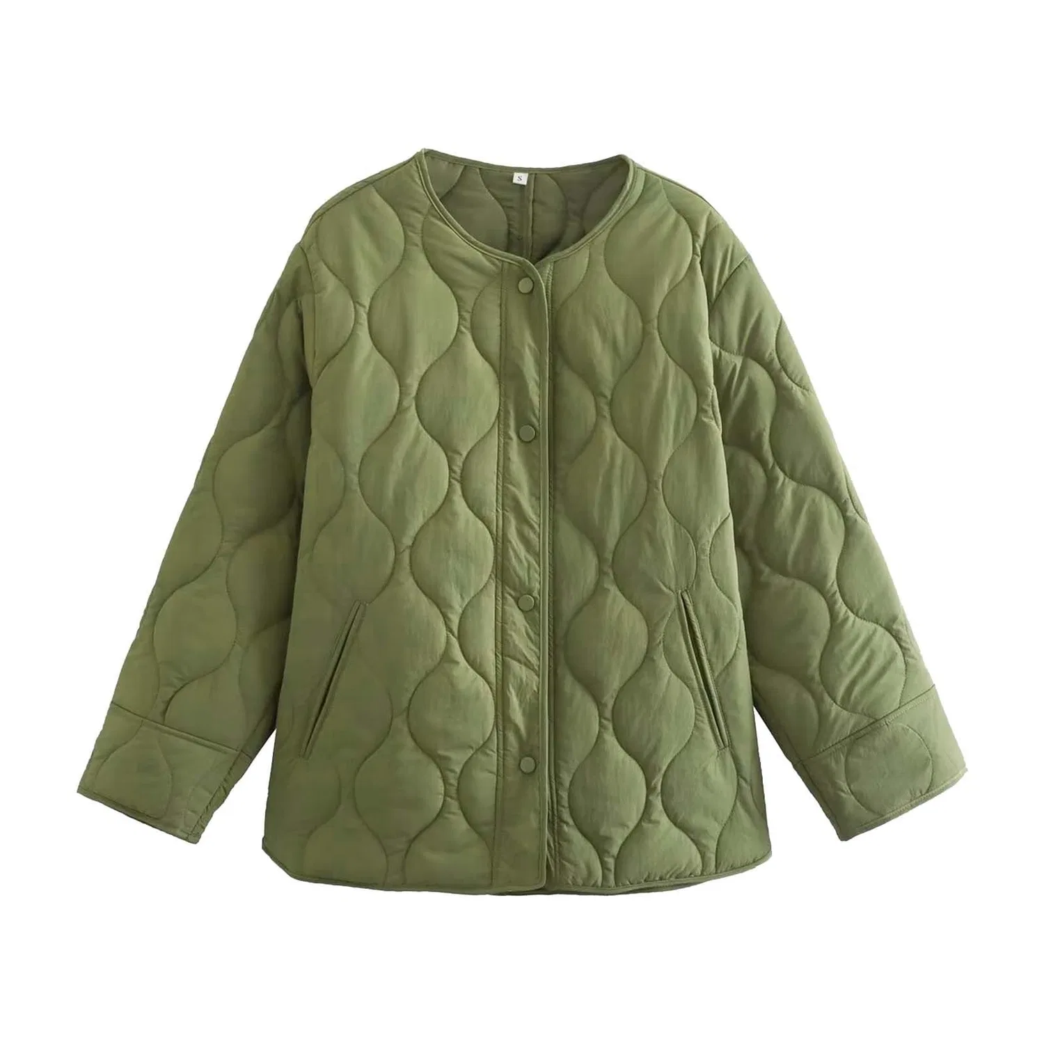 Женская куртка с принтом в клетку Padded Jacket, Verde militare — фото 4