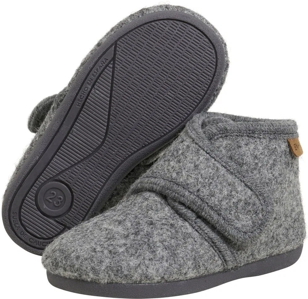 Домашние тапочки детские с застежкой-липучкой Slippers Wool Hook and Loop En Fant, серый — фото 3