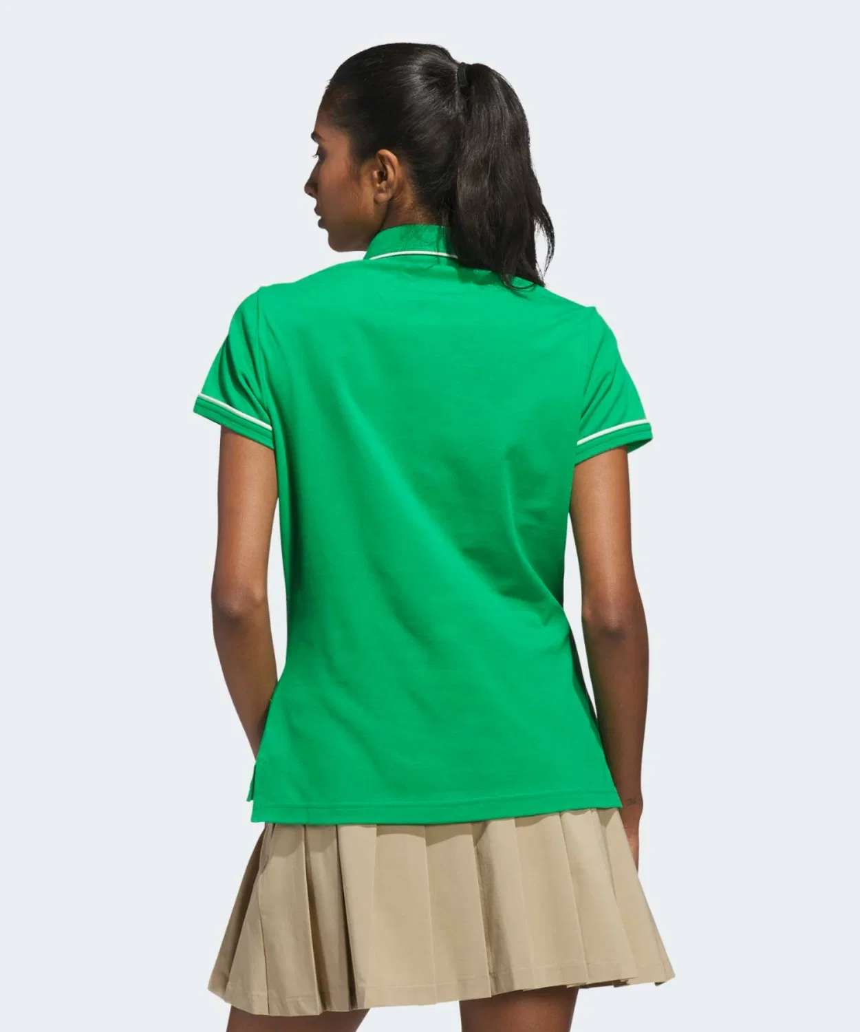 Женский поло Adidas Golf с принтом, с коротким рукавом, модель Original Golf Twist Knit One Point Logo Adidas, Green — фото 2
