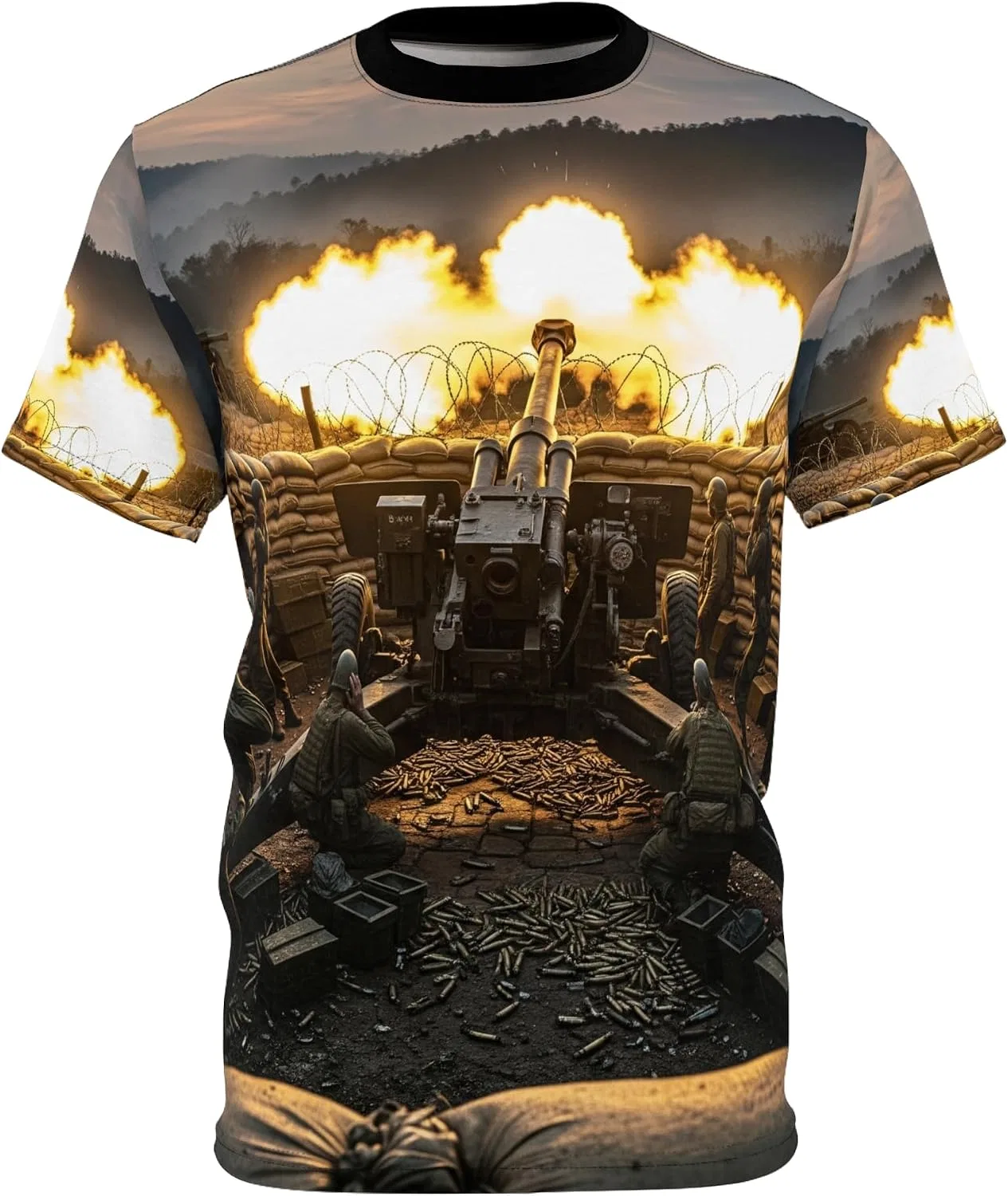 Футболка с принтом Vietnam War Artillery Fire, Black