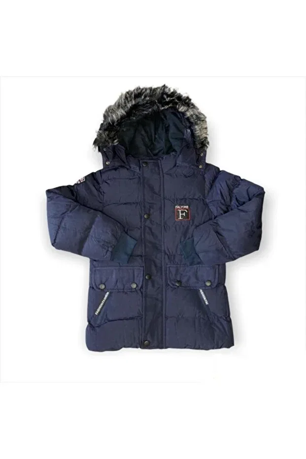 Детское пальто для девочек с капюшоном Pink Hippo Kids, Navy Blue