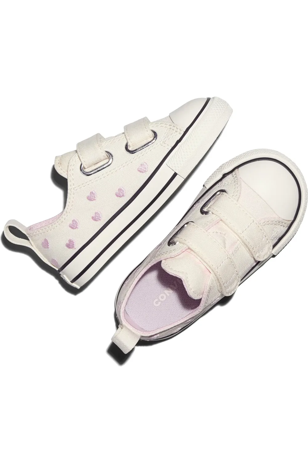 Детские кеды с регулируемыми ремешками Chuck Taylor All Star 2V Converse, Vintage White/New Found Bloom — фото 3