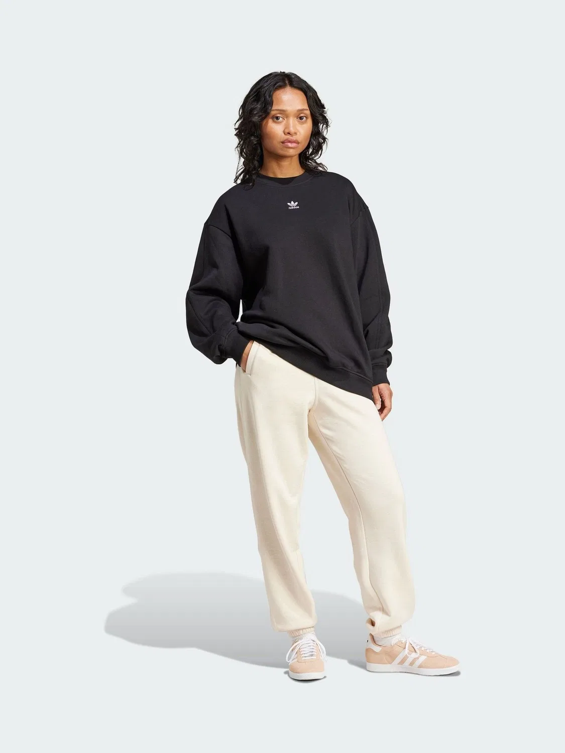 Свитшот оверсайз Essentials Fleece, adidas Originals, черный