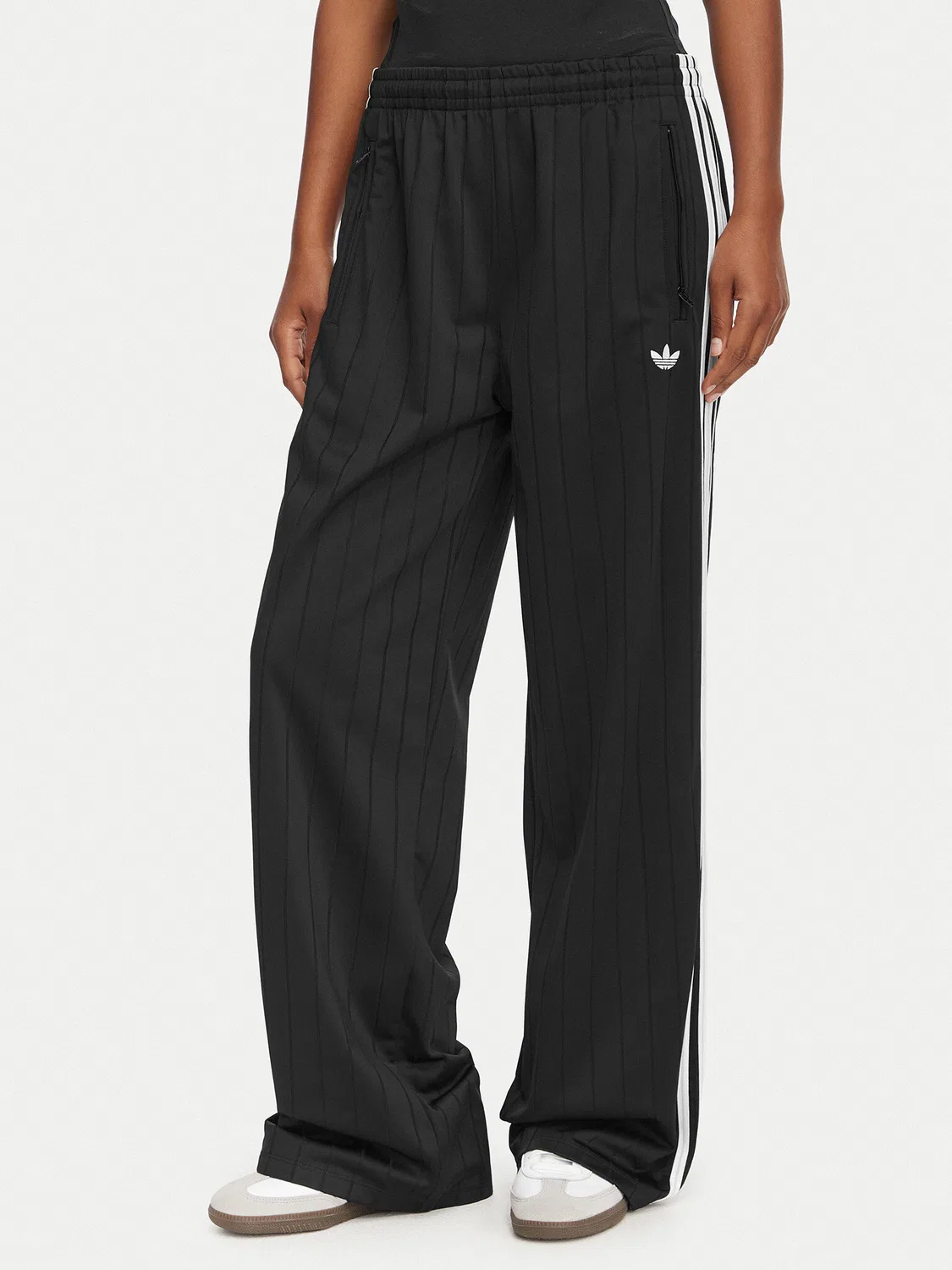 Женские спортивные брюки свободного кроя Pinstripe Firebird Adidas, черный
