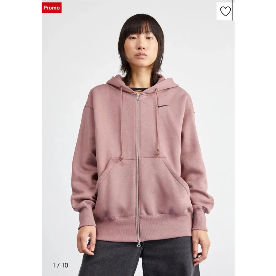 Женский худи оверсайз с капюшоном и полной застежкой-молнией Sportswear Phoenix Fleece Nike, Коричневый — фото 3