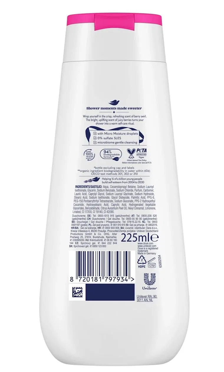 Гель для душа Dove Advanced Care Winter Berry Swirl, 12 шт по 225 мл — фото 2