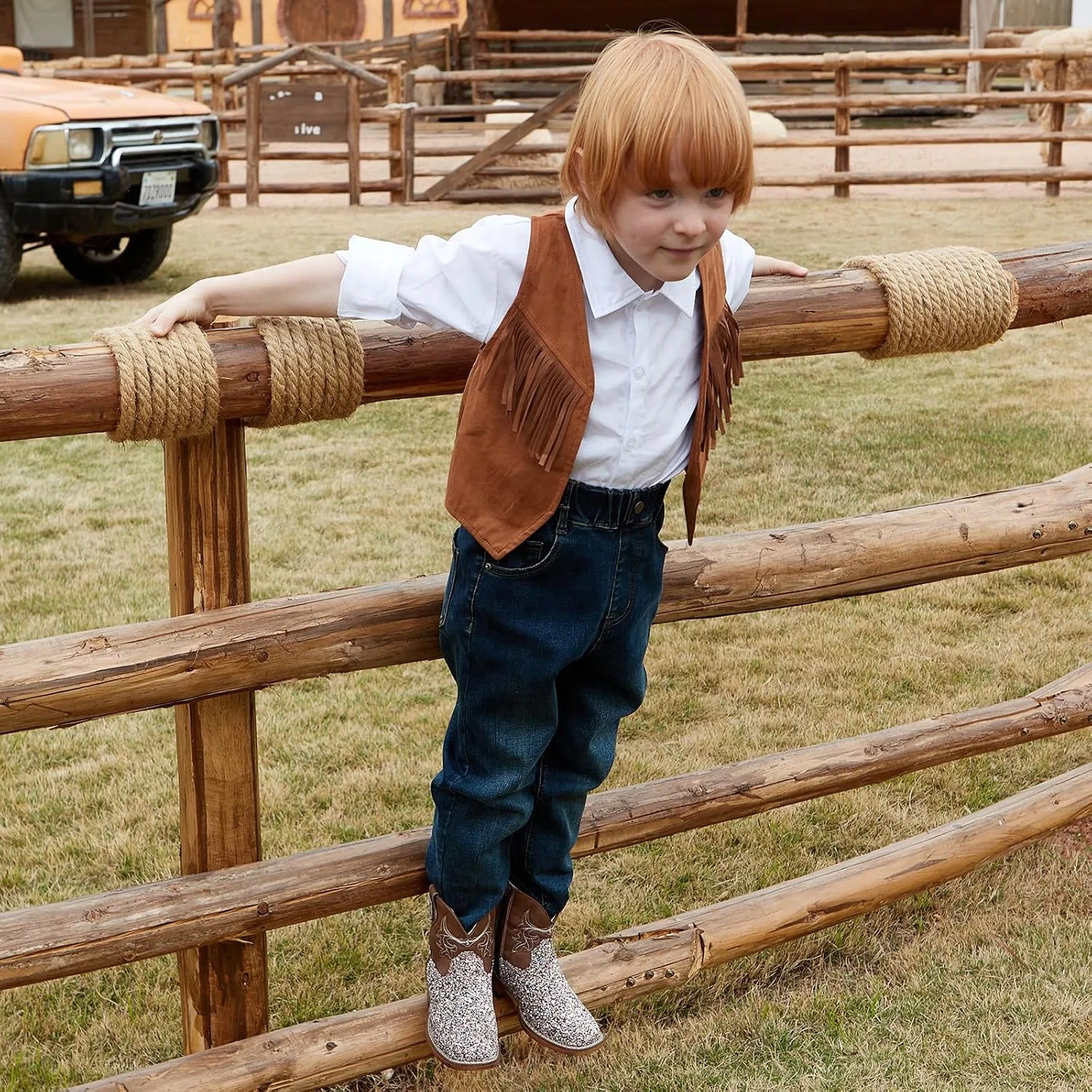 Детские сапоги-казаки для девочек и мальчиков IUV KIDS, Brown Glitter — фото 4