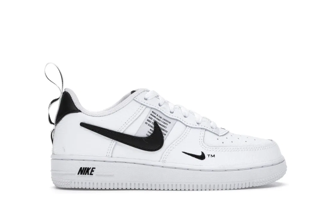 Детские кроссовки Lifestyle с длинным язычком Nike Air Force 1 Low Utility, White/White-Black-Tour Yellow