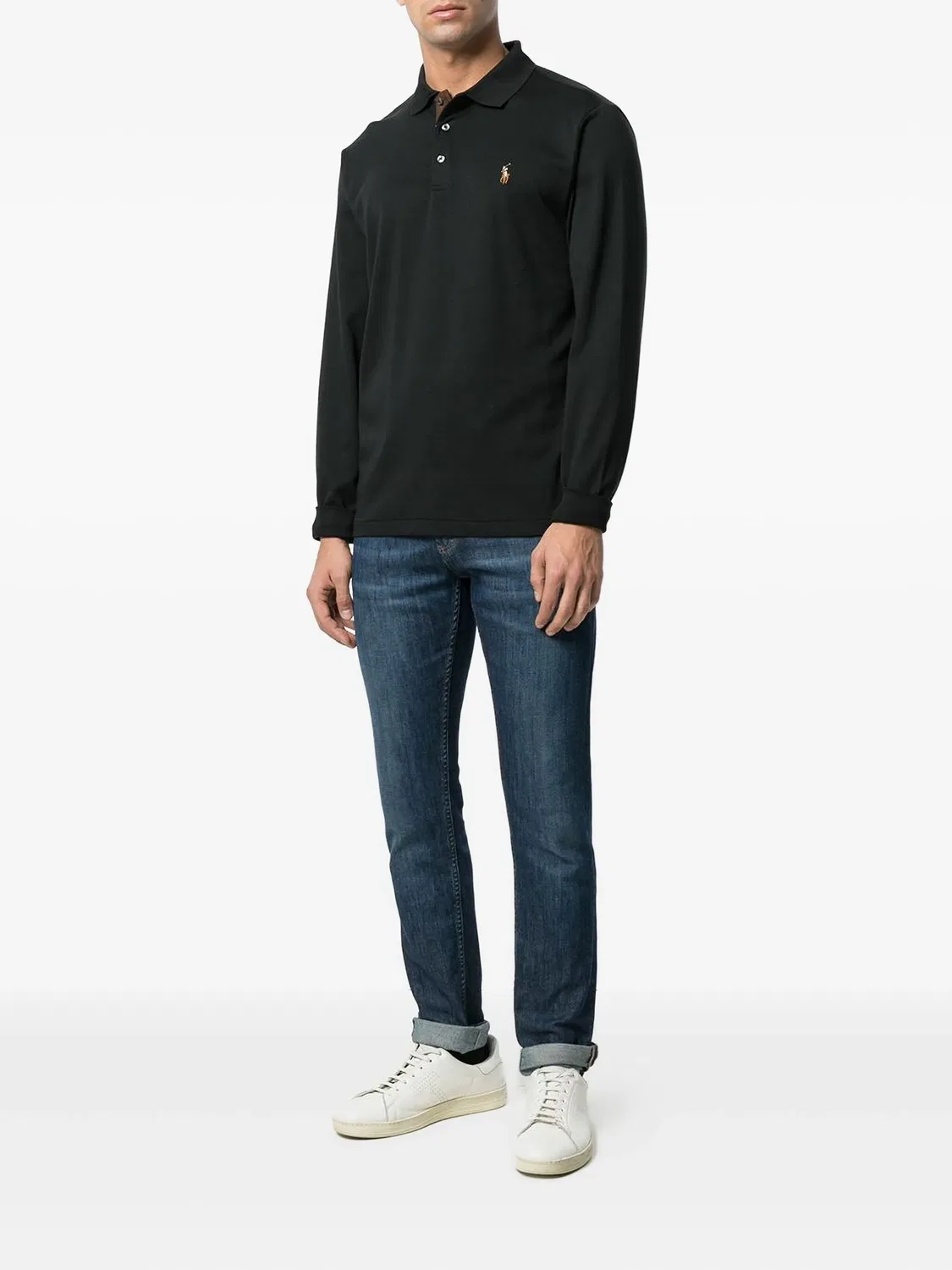 Поло с длинным рукавом в черном цвете Polo Ralph Lauren, черный — фото 2