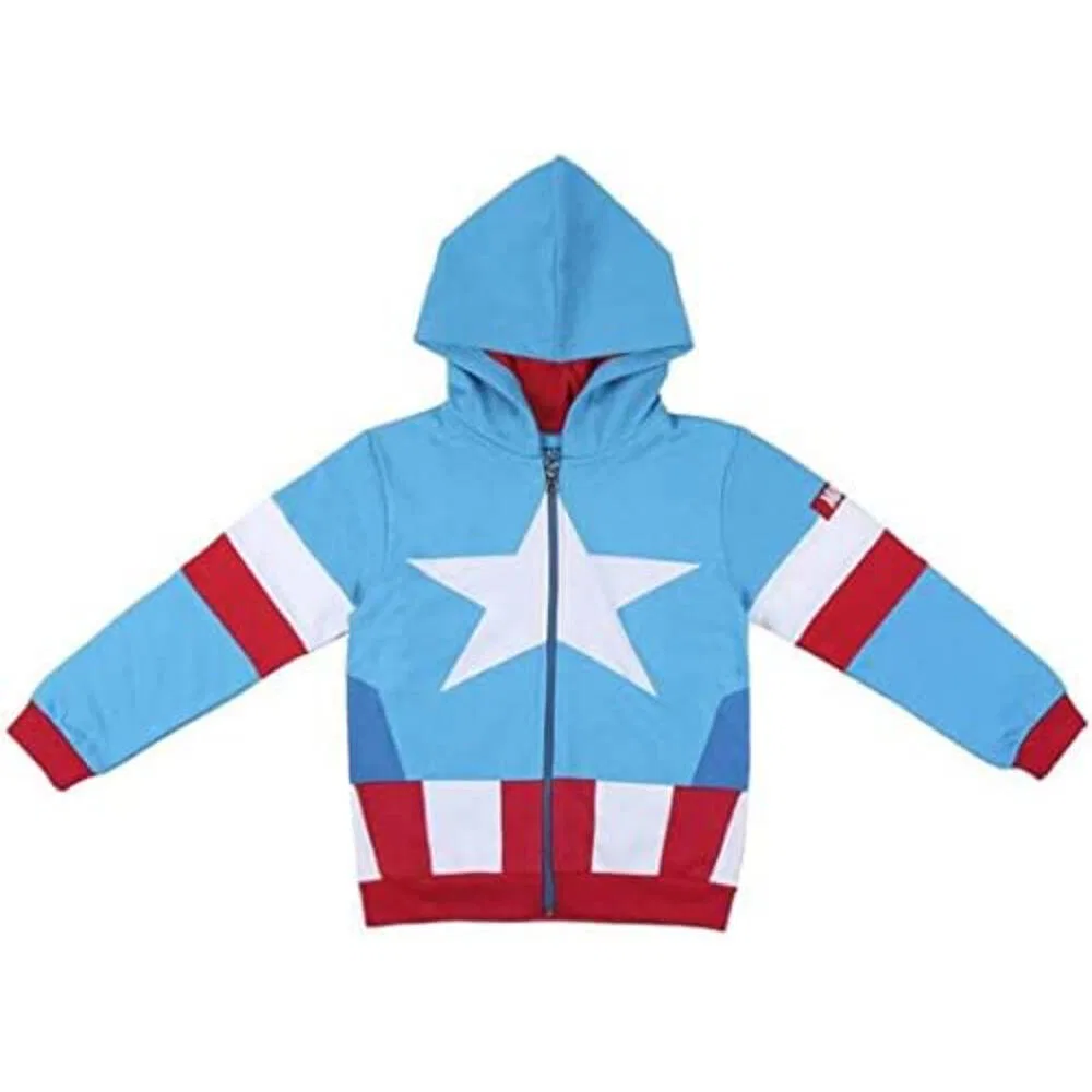 Детское худи с принтом Captain America Marvel, Синий