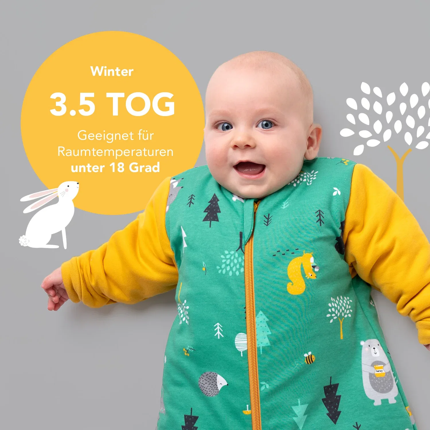 Детский спальный мешок утепленный Bio Babyschlafsack Schlummersack, оранжевый — фото 3