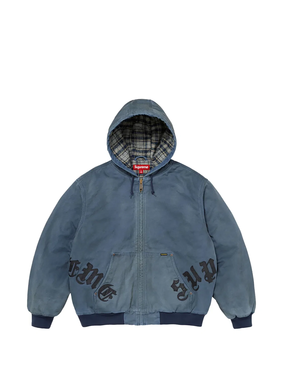 Куртка с капюшоном из замши, синяя Supreme, синий
