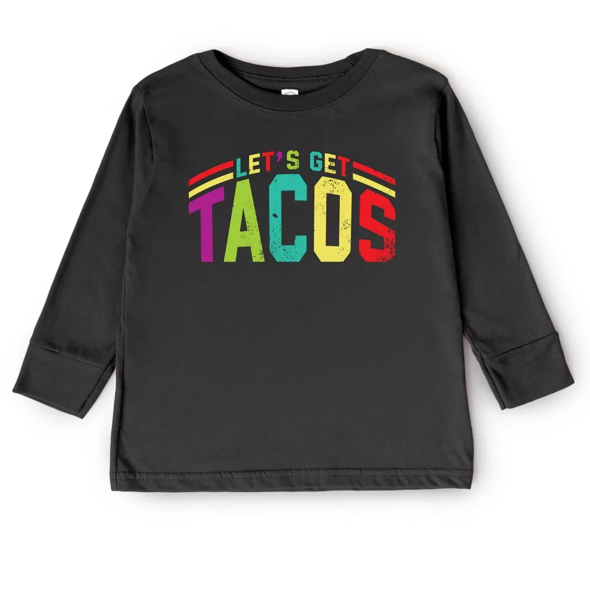 Детская футболка с длинным рукавом с принтом Let's Get Tacos Varsity The Juniper Shop, Black