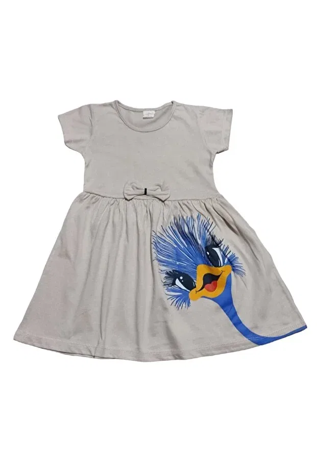 Детское платье для девочек с принтом Curious bird Neocotton, Stone