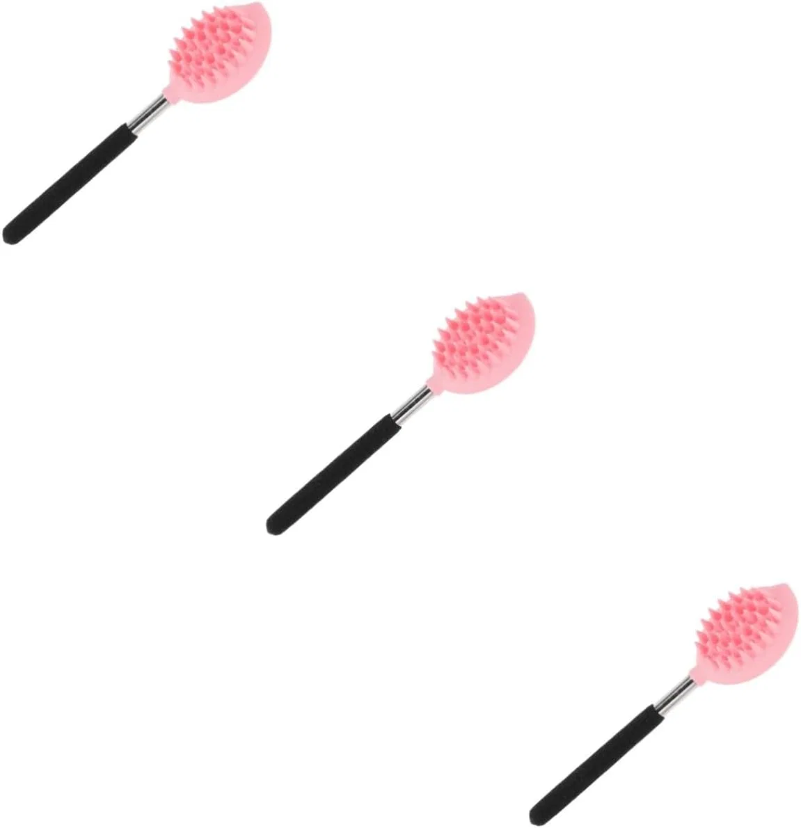 Щетка для тела силиконовая с длинной ручкой Healeved, 3 шт, Pink