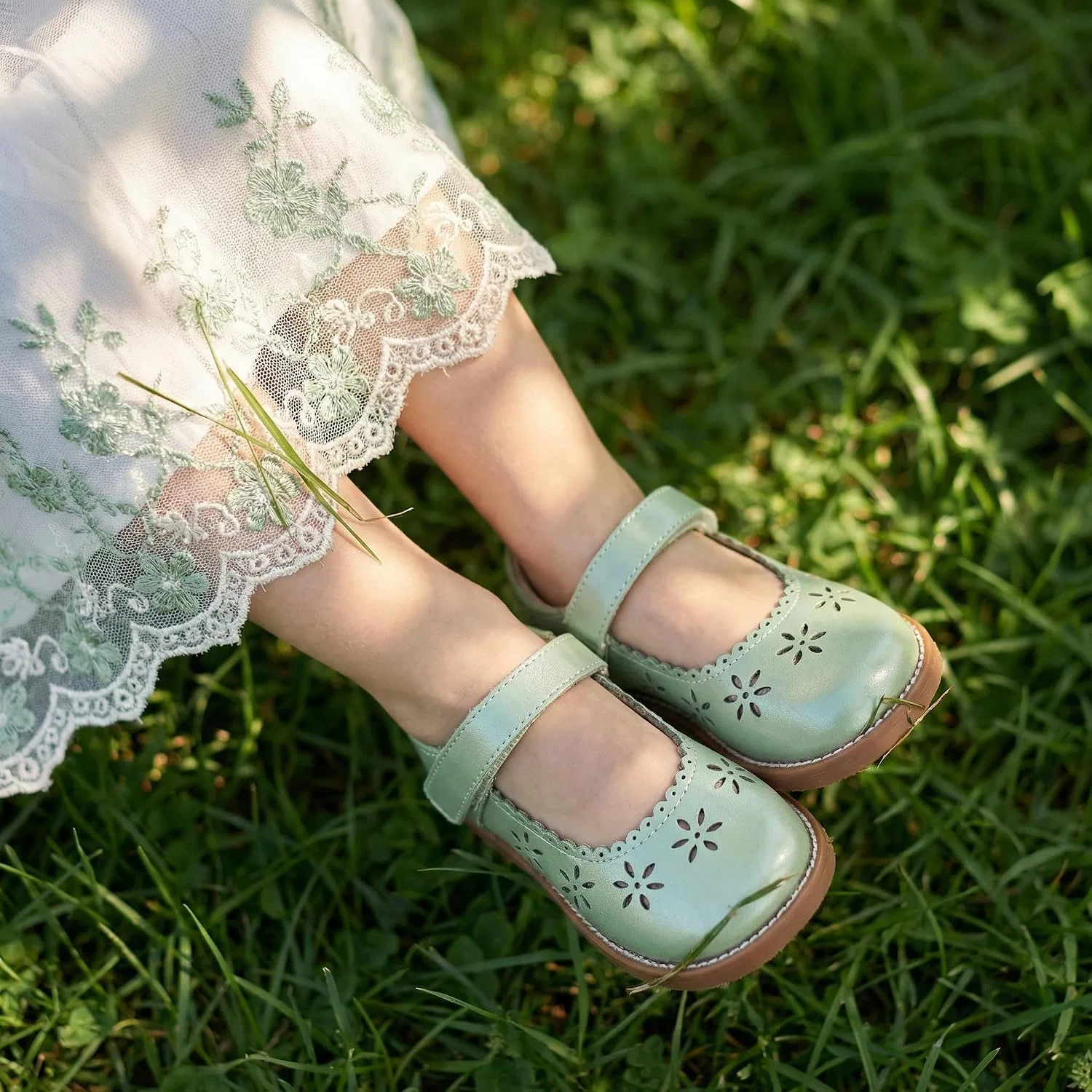 Детские туфли для девочек с вырезом Princess THEE BRON, Pistachio Green — фото 4