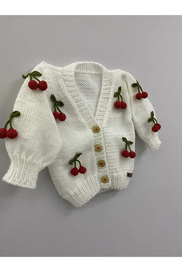 Детский кардиган для девочек с принтом Cherry Rozze Aksesuar, White — фото 2