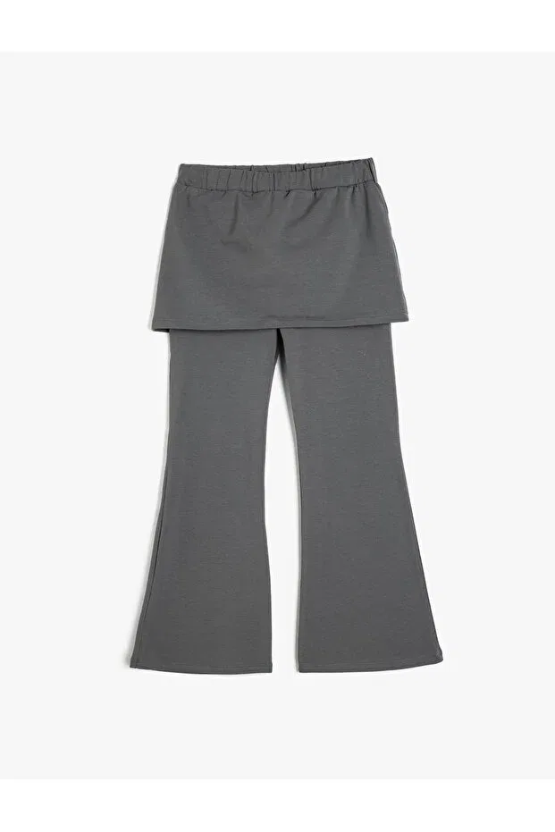 Детские брюки для девочек с расклешенной штаниной Cotton Skirt Detailed Spanish Leg Trousers Koton, Anthracite