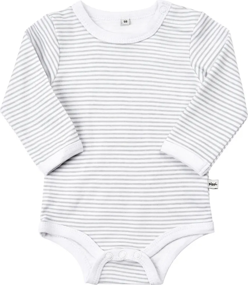 Боди с длинным рукавом Pippi Babywear, серый — фото 2
