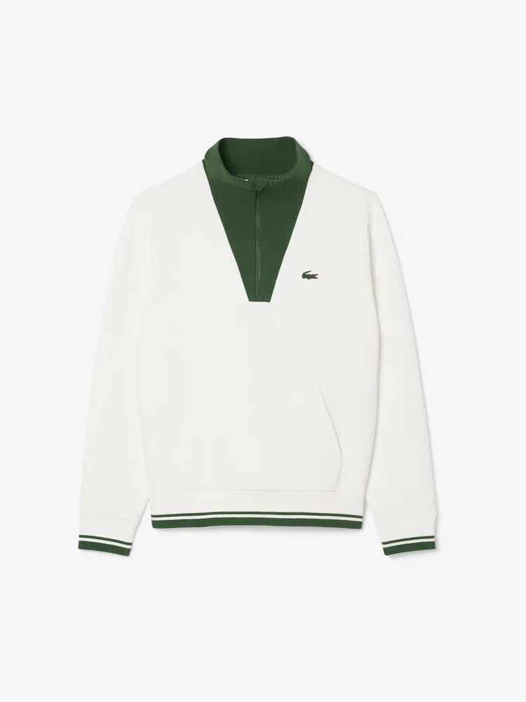 Свитшот теннисный LACOSTE Heritage, полузастежка, синий — фото 4