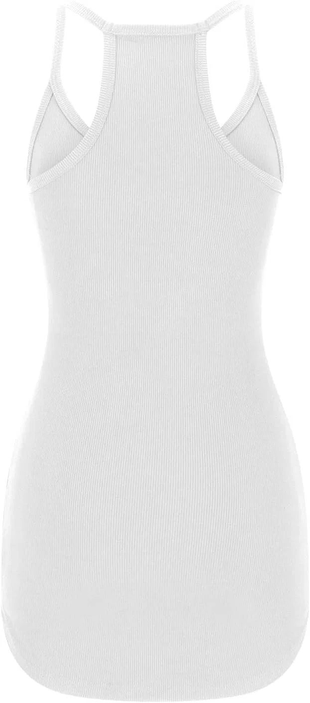 Женское облегающее платье с бретельками Bodycon, White — фото 4