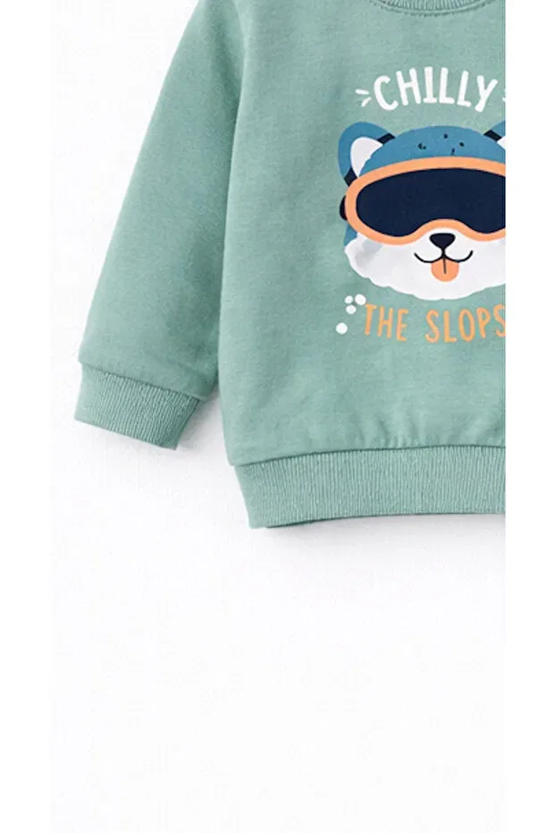 Детское для мальчиков свитшот с принтом Hello Baby, Navy Blue - Turquoise — фото 3