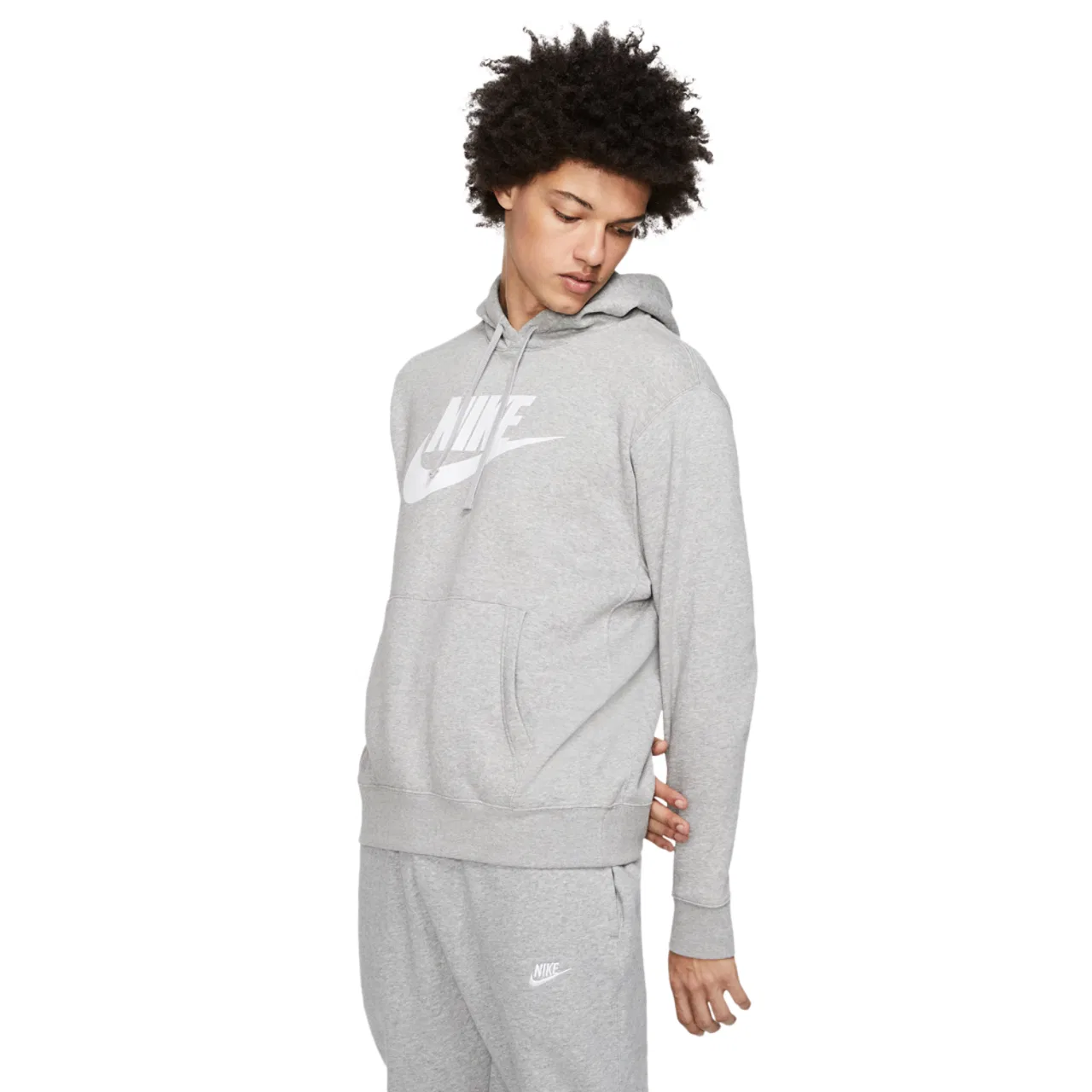 Мужское худи GX Club Nike, цвет Dark Grey Heather/White