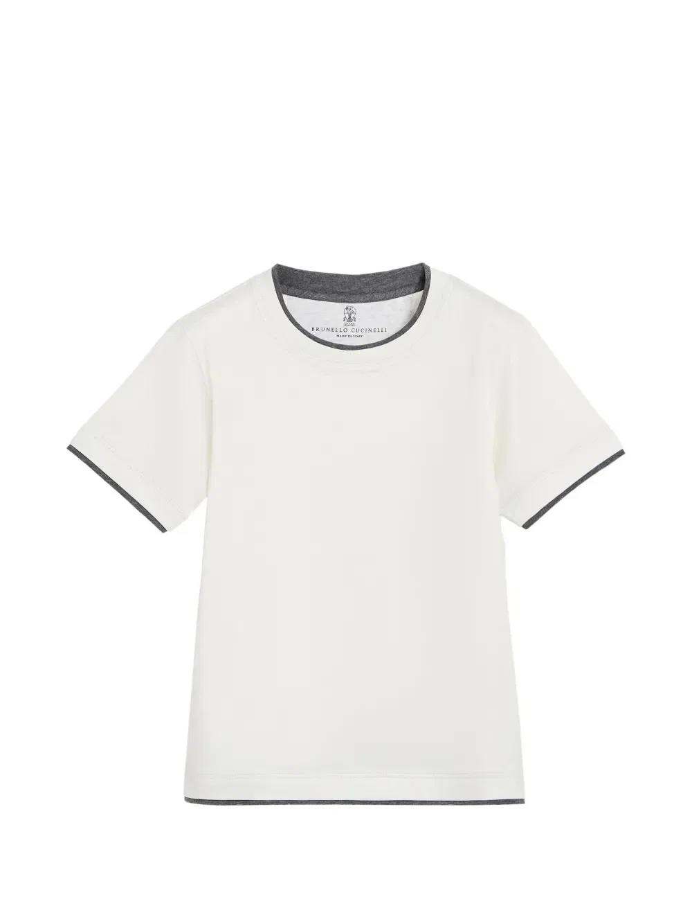 Футболка из джерси с искусственным слоем Brunello Cucinelli Kids, белый