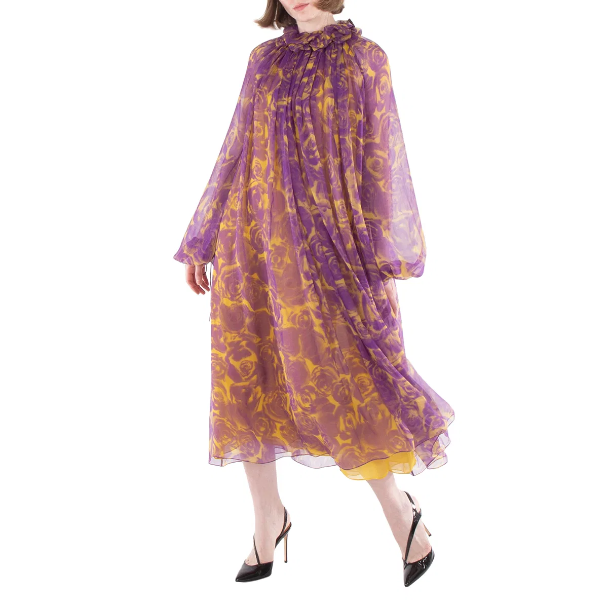 Платье из шелка с принтом Rose Print Silk Dress Burberry, Pear Ip Pattern — фото 2