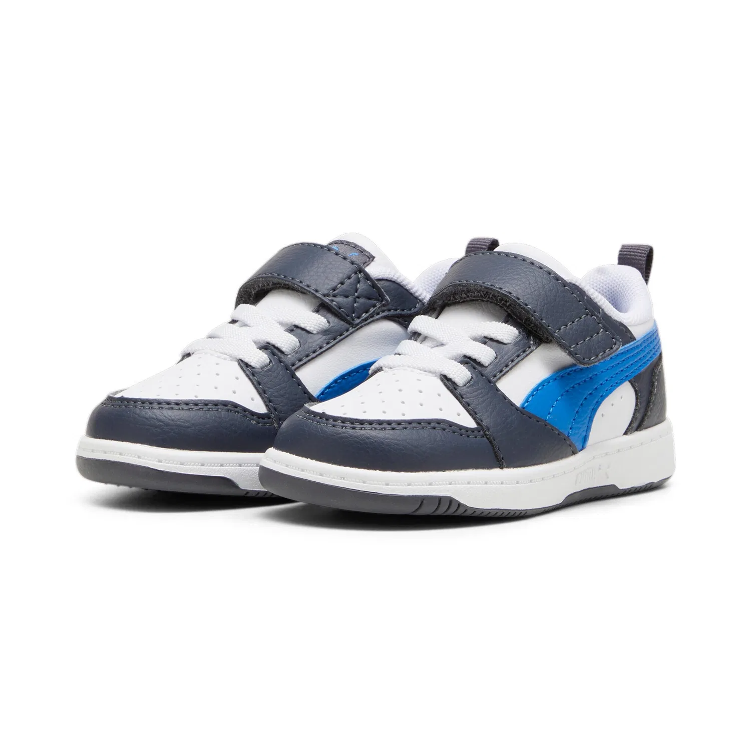 Детские кроссовки с низким верхом Rebound v6 PUMA, PUMA White/Hyperlink Blue/Galactic Gray