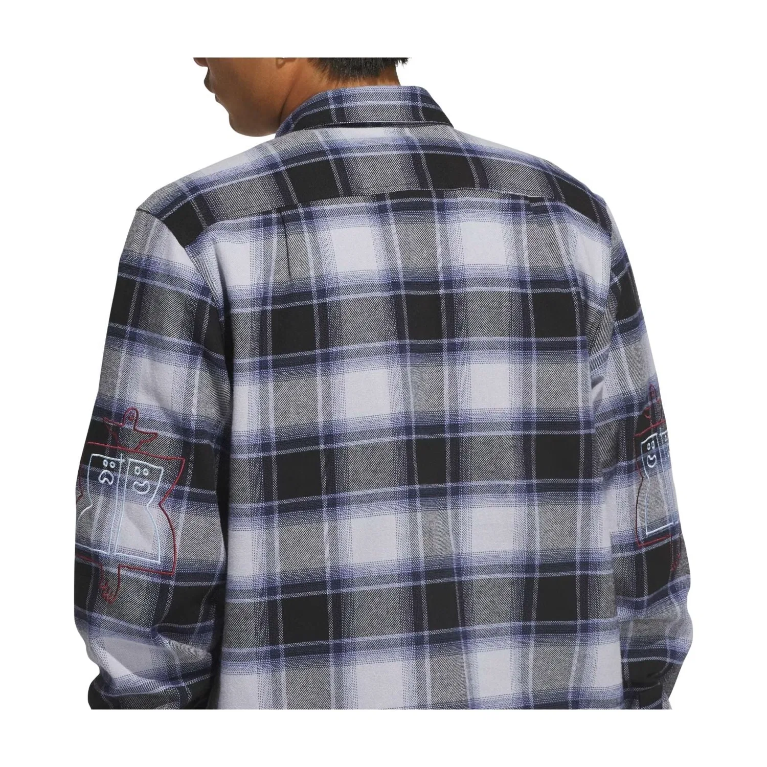 Мужская рубашка Skateboarding x Mark Gonzales Flannel Shirt Asia Sizing 'Black Muted Purple Halo Silv adidas, Black/Muted Purple/Halo Silver — фото 4