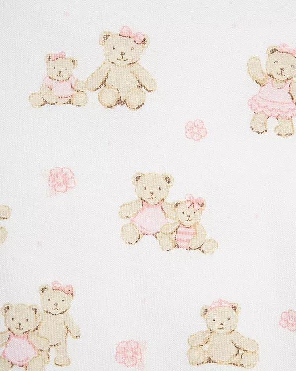 Детский комплект для девочек с медведями Bears Bodysuit Pant Set Little Me, розовый — фото 4
