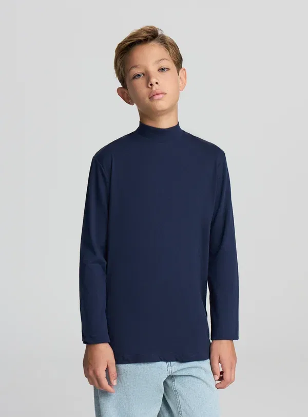 Комплект из 3 футболок с длинным рукавом, хлопок, Long Sleeved Top, Terranova, White, белый/черный/синий — фото 2