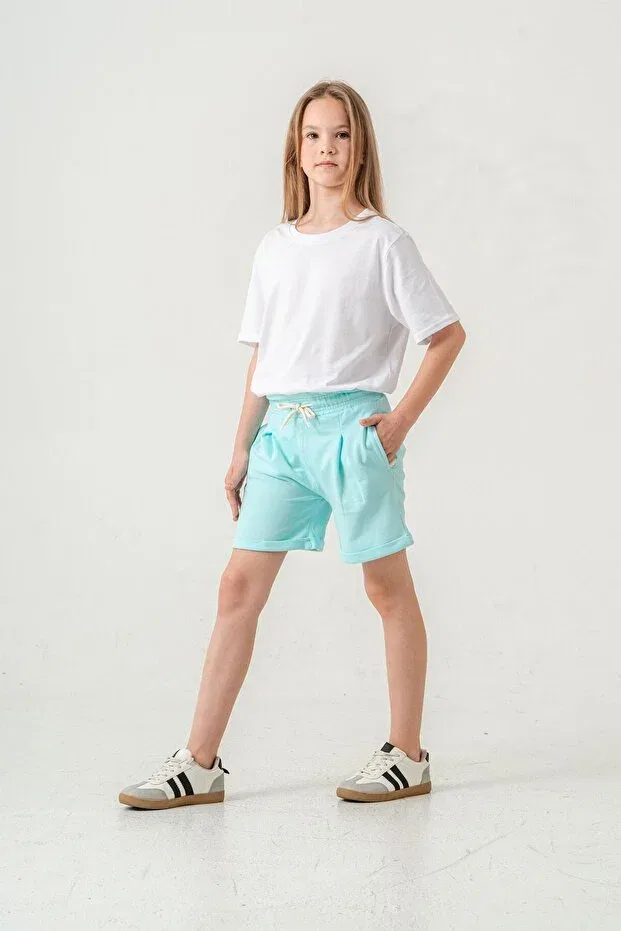 Детские шорты для девочек с широкой штаниной Mışıl Kids, Water Green — фото 3