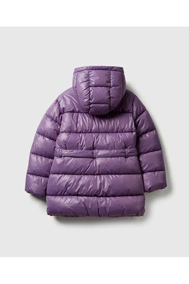Детское пальто для девочек с поясом United Colors Of Benetton, Purple — фото 2